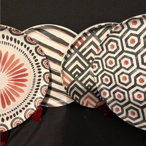 Member's Mark Melamine Geometric Round Dinner Plates Set of 4 Dishwasher Safe